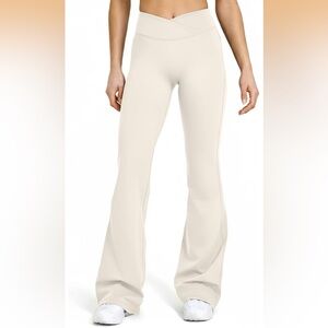 Elegant Cream Women's Flared Pants